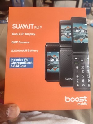 Summit Flip, 8gb, Black -  Boost Mobile Prepaid Phone - Brand New