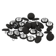 30pcs 15mm Fabric Cloth Covered with Metal Shank Round Sewing Buttons Black