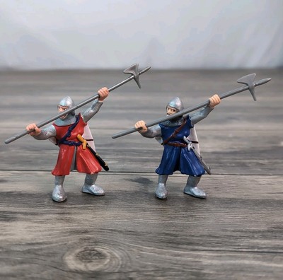 Vintage Bullyland Knights Plastic figure Made In Germany 3 Inch Blue And Red Toy