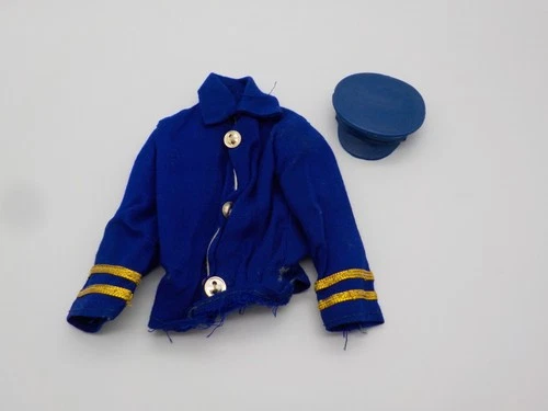 Vintage Barbie Ken Doll Clone Uniform Airline Jacket w/ Captain Hat Gi Joe Hat