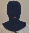Thick black wool balaclava hat with neck shoulders warmer ski hat ready to wear