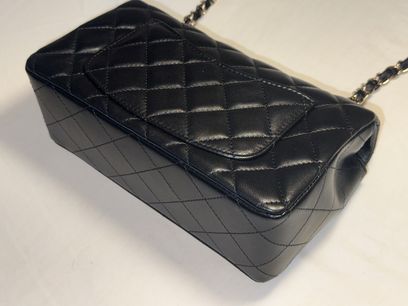 RARE CHANEL MINI FLAP BLACK LAMBSKIN CGHW FULL SET image 10