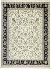 Indo-Nain Cream Oriental Rug Floral Design Living Room Decor 9X12 ft