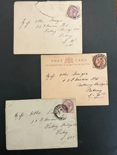 GB QV Postal Stationery Card 2 x 1d Penny Lilac Covers & Pre Paid Oxford Cancels