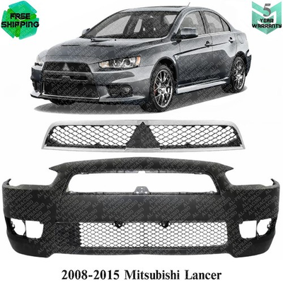 #ad #ad New Front Bumper Cover Fascia amp; Grille Assembly For 2008 15 Mitsubishi Lancer $271.00