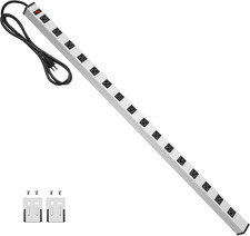 Long Metal 16 Outlet Power Strip, Wide Spaced Industrial Heavy Duty Power Strip