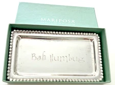 vintage SMALL MARIPOSA TRAY STRING OF PEARLS COLLECTION BAH HUMBUG  IN ORIG BOX