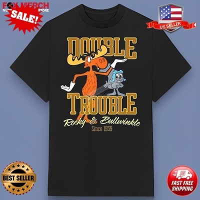 Rocky and Bullwinkle Cartoon T-Shirt Moose & Squirrel Unisex Tee, Size S-5XL