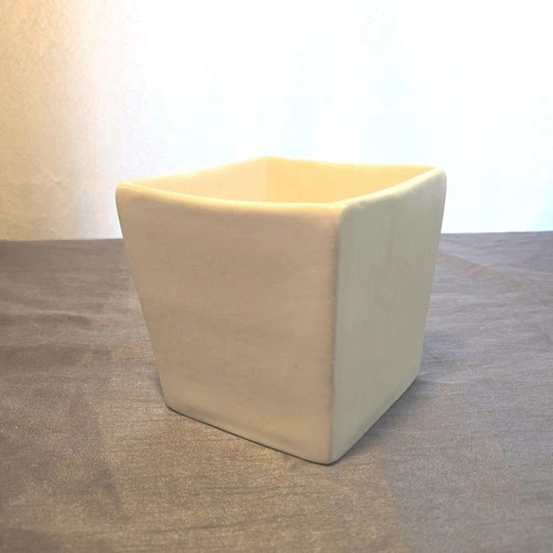 Haeger 3716 USA Ceramic Square Planter Pot Cream White