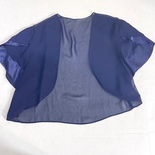 Sheer Chiffon Flutter Bolero Shrug Women Size 10 Navy Formal Evening Wrap