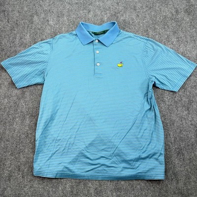 Bobby Jones Masters Augusta Nationals Polo Shirt Mens Medium Blue Stripe Cotton