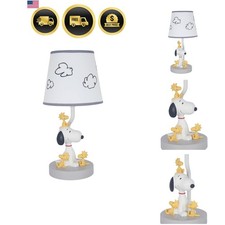 Classic Snoopy Friends White/Gray Nursery Lamp with Shade Bulb
