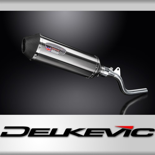 Delkevic Slip On Exhaust with 13.5" XOval Brushed Stainless Muffler for KLX300 - Picture 2 of 5