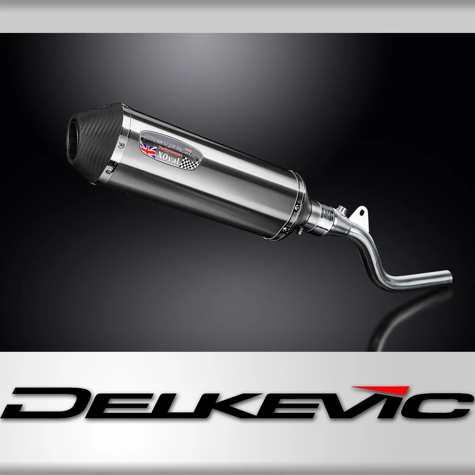 Delkevic Slip On Exhaust with 13.5" XOval Brushed Stainless Muffler for KLX300 - Image 2 of 4