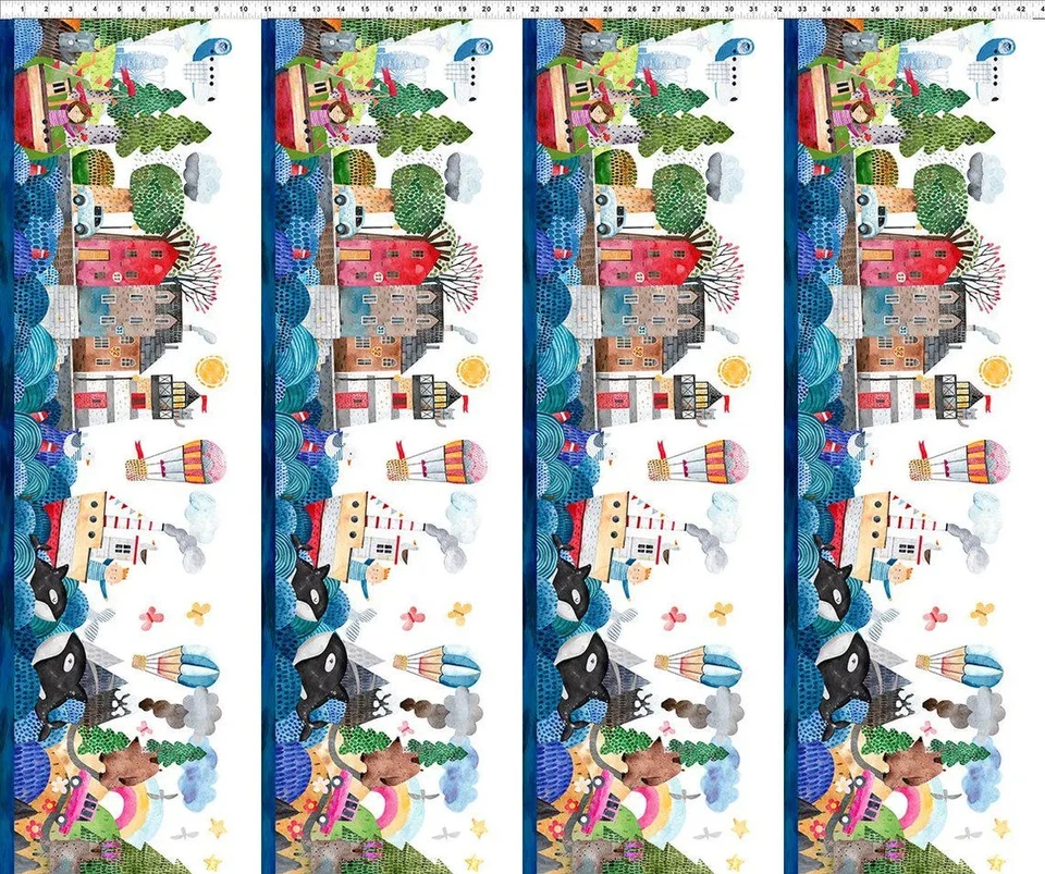 Fun Ship Border Border Stripe 44" fabric by In the Beginning, 232 SH, cotton - Image 2 of 2