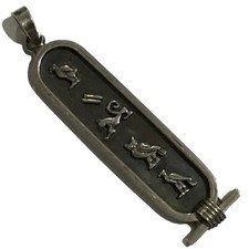 Sterling Silver Egyptian Revival Hieroglyph Cartouche Pendant