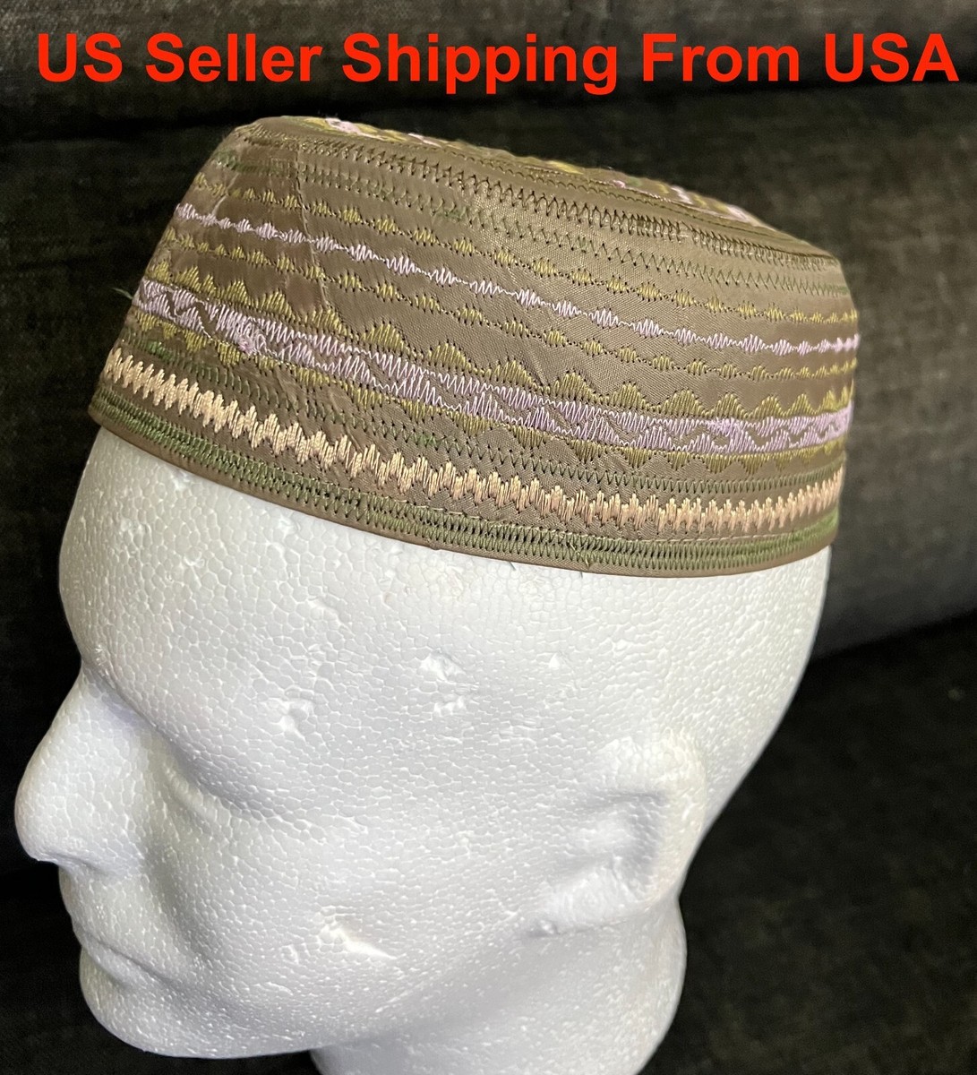 New Islamic Muslim Mens Prayer Kufi Hat Skull Cap Turkish Namaz Topi White Embroidery Kufi