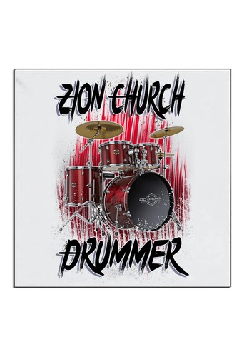 Airbrush Painted Drum Set Music Hoodie Shirt Hat Backpack Tag Mug Coaster - Picture 5 of 12
