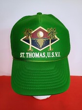 Vtg St Thomas U.S.V.I. Green Snap Back Truckers Hat/Cap St Thomas Virgin Island