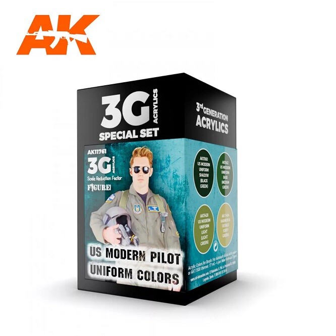 Ak Interactive Ak11761 - Us Modern Pilot Uniform Colors 3G 4X17ml -New