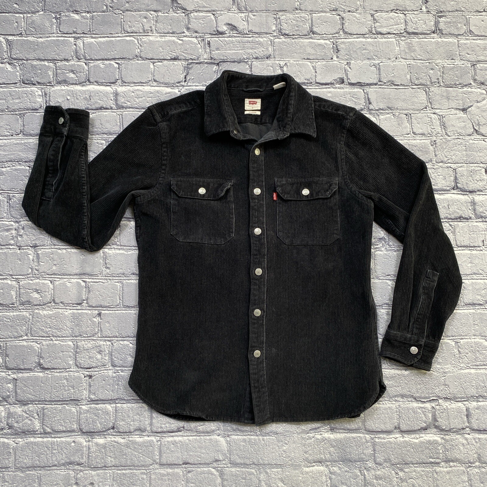 Levis Corduroy Shirt Men’s Small Black Button Up Shacket Country Chore Work Wear