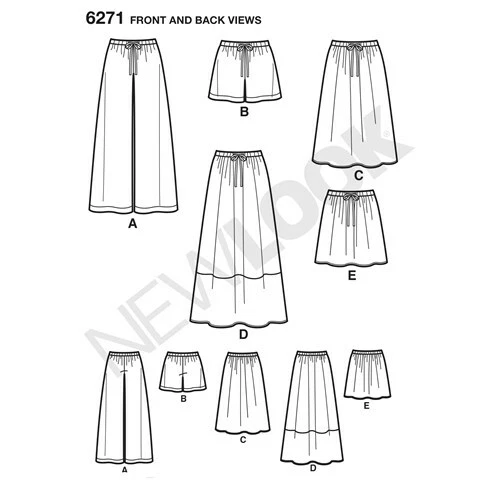 New Look Sewing Pattern 6271 Misses 10-22 Skirt in Three Lengths Pants or Shorts - image 3 of 4