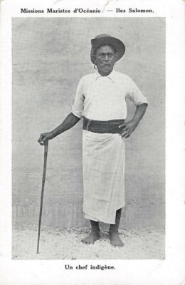SOLOMON ISLANDS ~ NATIVE CHIEF, POSED IMAGE, MARIST MISSION PUB ~  c 1907-20