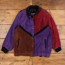 Vintage Jacqueline Ferrar Leather Jacket Xl 90s Patchwork Suede Multicoloured
