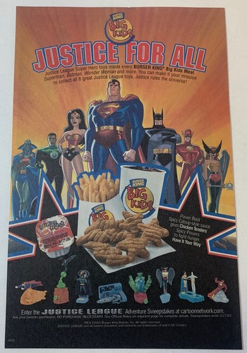 2003 Burger King JUSTICE LEAGUE SUPER HEROES kids meal toys ad page