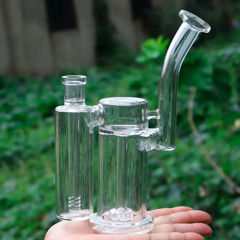 Double Percolator Glass Bong Tornado Hookahs Recycler Smoking Water Pipe W/bowl