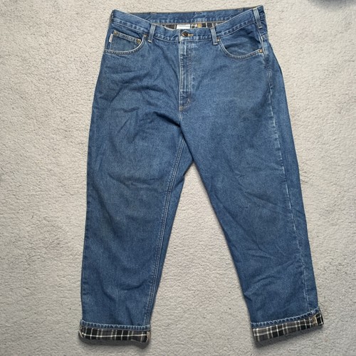 FLANNEL LINED CARHARTT Denim Work Jeans 