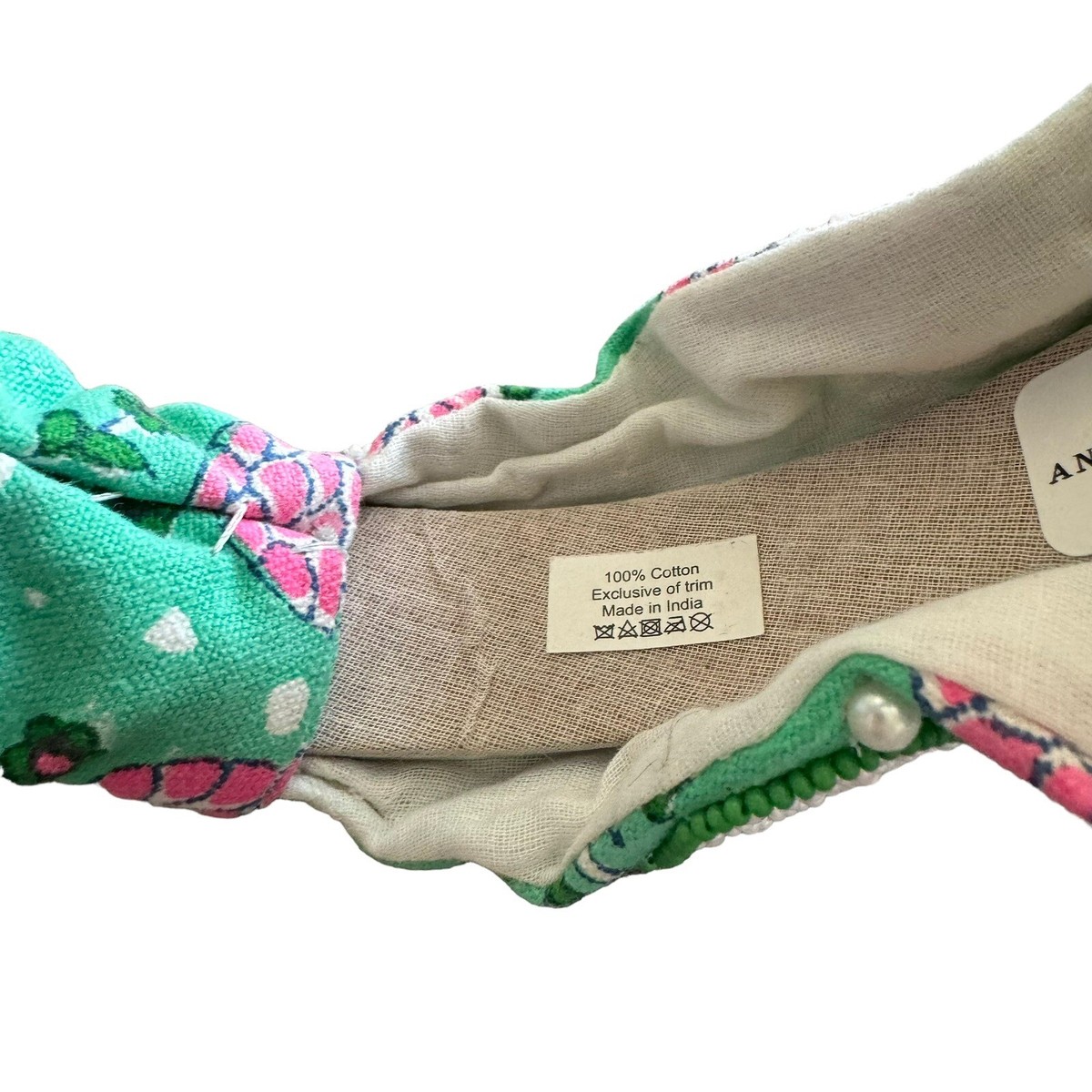 Anthropologie Llani x SZ Blockprints Isobel Embellished Headband- sky Anthropologie Llani Isobel Embroidered Beaded Green Headband  main image 2