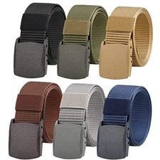 6Pack Tactical Military Nylon Belt Plastic Buckle Metal Free Webbing Canvas Belt