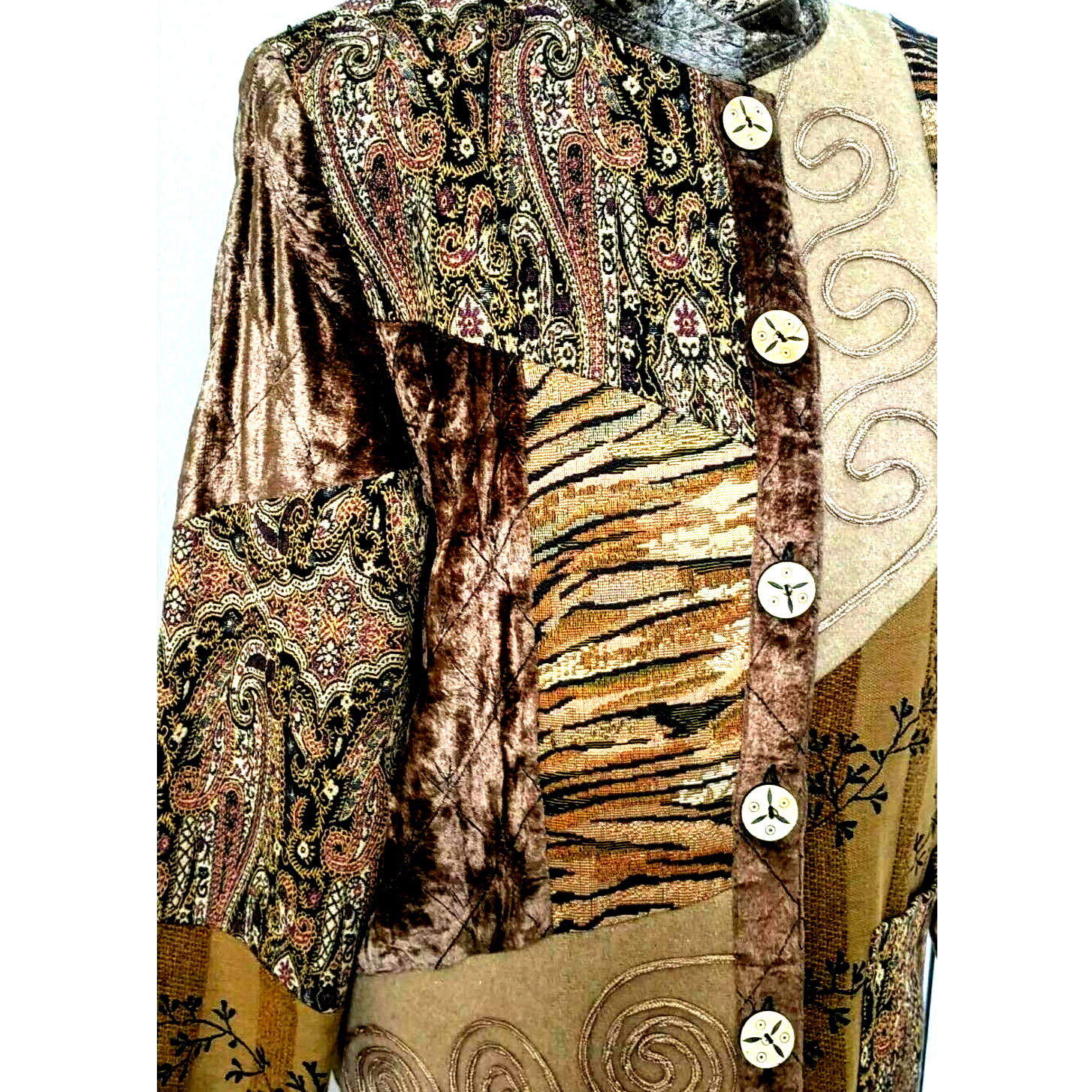 Indigo Moon Jacket Patchwork Blazer Boho Embroide… - image 2