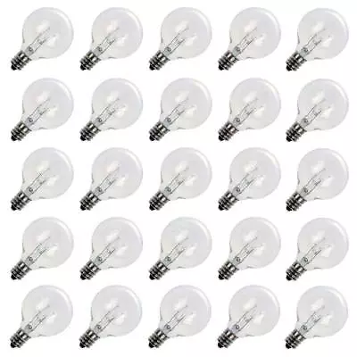 HOLIDAY LIGHT DEPOT 25 Pack G40 Outdoor Patio Globe Replacement Bulbs Clear C7 E12 Base Patio Lights