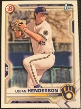 2021 BOWMAN DRAFT LOGAN HENDERSON BREWERS PROSPECT #BD-114 1ST BOWMAN PAPER
