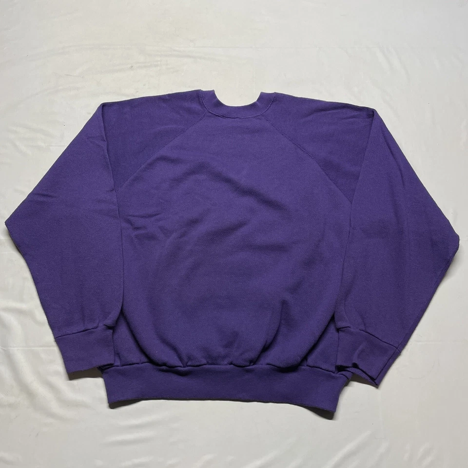 Vintage 90s Sweatshirt Size Large Purple Pullover Fruit Art Pineapple Apple USA - Image 3 of 4