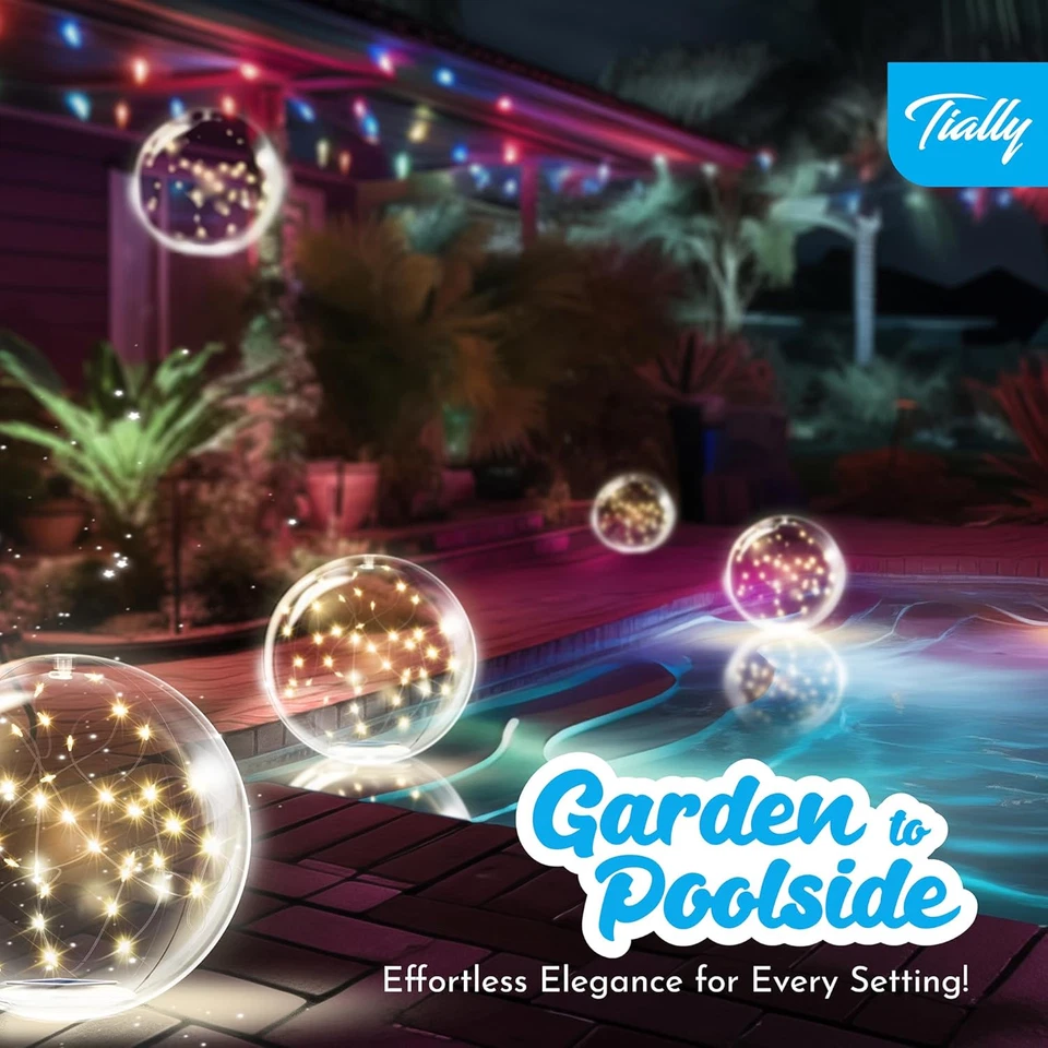Fairy Floating Pool Lights Solar Powered-14"Inflatable Waterproof Led Glow Balls - Image 2 of 4