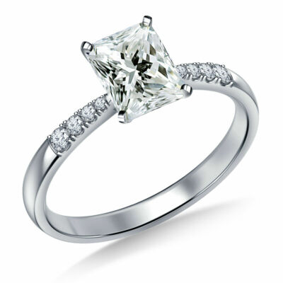 Verlobungsring 6+ kt fast weißer Moissanit Diamant strahlend 925 Sterlingsilber 
