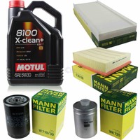MANN-FILTER Inspektionspaket 5L Motul 5W-30 8100 X-Clean+ FüR Audi A4 1.8