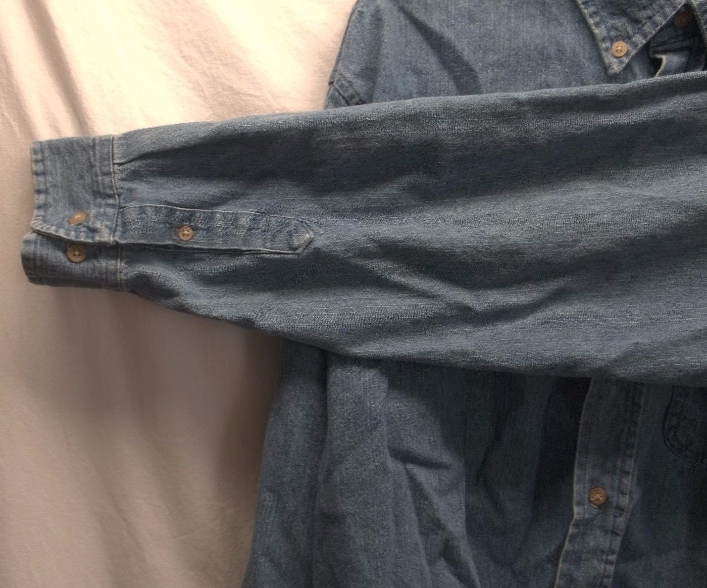 Men's Consensus Medium Solid Blue Denim Shirt LS … - image 8