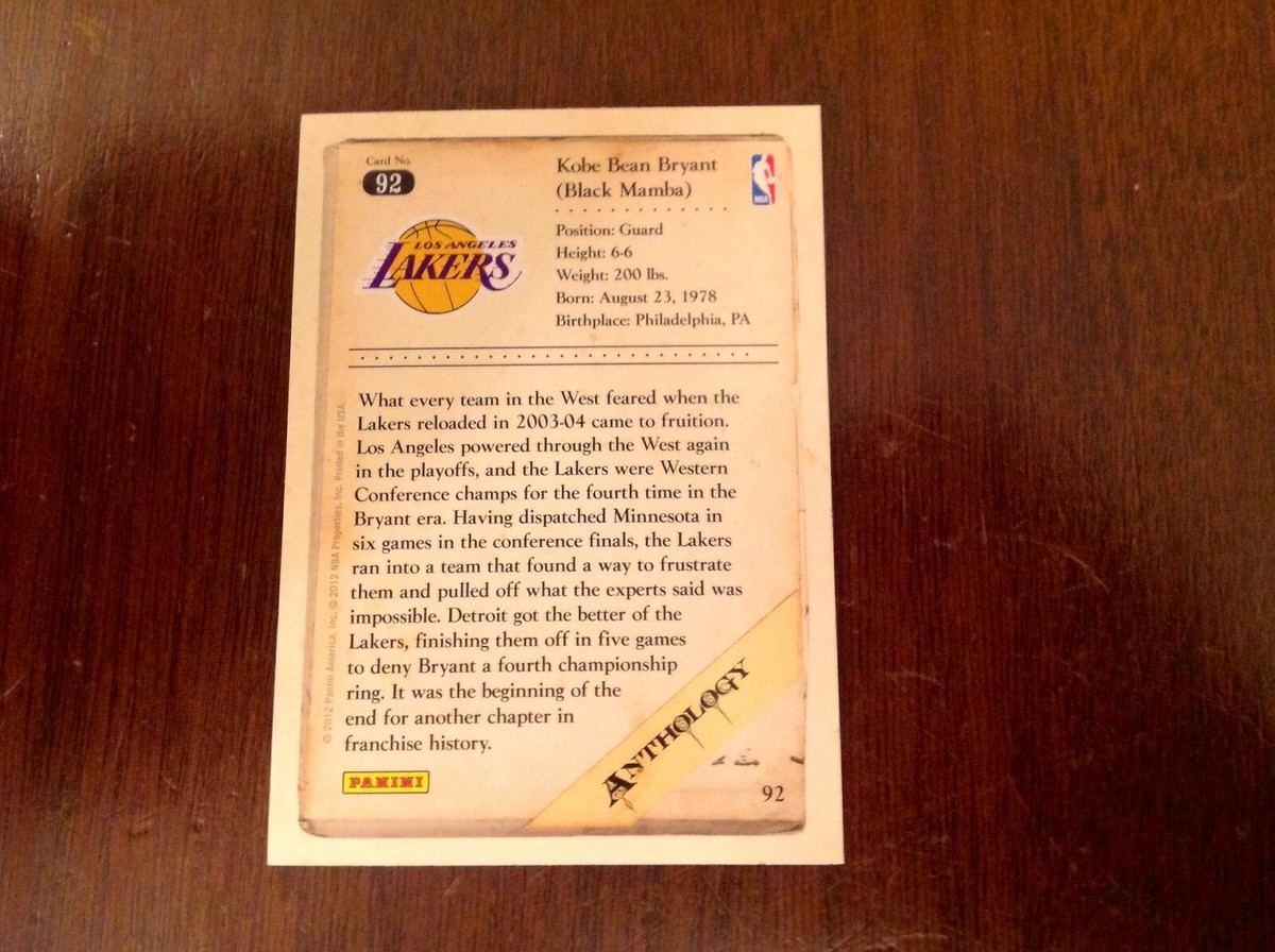 2012-13 Panini (Kobe Bryant Anthology) #92 (NM-MT) | eBay