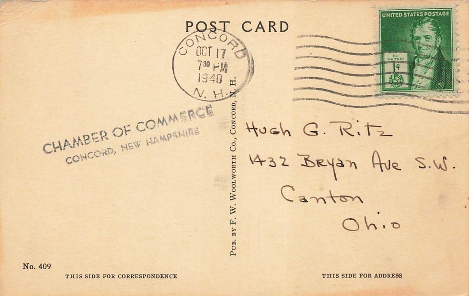 CONCORD NEW HAMPSHIREPOST OFFICE & CITY HALL1940 F W WOOLWORTH PHOTO