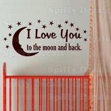 I LOVE YOU TO THE MOON AND BACK 15 STARS Quote Vinyl Wall Decal Decor Sticker