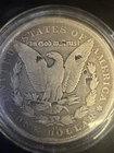 1890 CC Morgan Silver Dollar Carson City,  RARE has Weird 7 Tiny Holes On Back