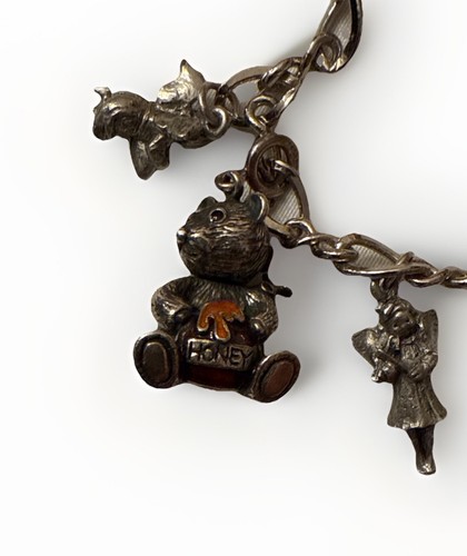 LT 925 Sterling Silver Articulated Joints Teddy Bear Angels Charm Bracelet 2 OZ - Picture 5 of 8