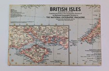 Vintage National Geographic Map Supplement: British Isles July 1958