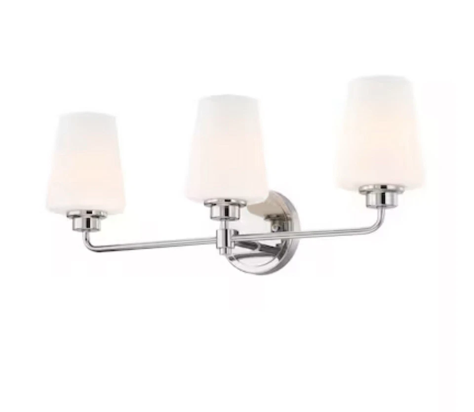 allen+roth Goldson 22.5” 3-Light Polished Nickel Transitional Vanity light 1599L - Image 4 of 4