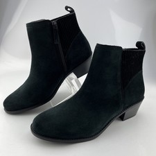 Vionic Devon Black Suede Ankle Side Zip Boots - Size 9.5 US