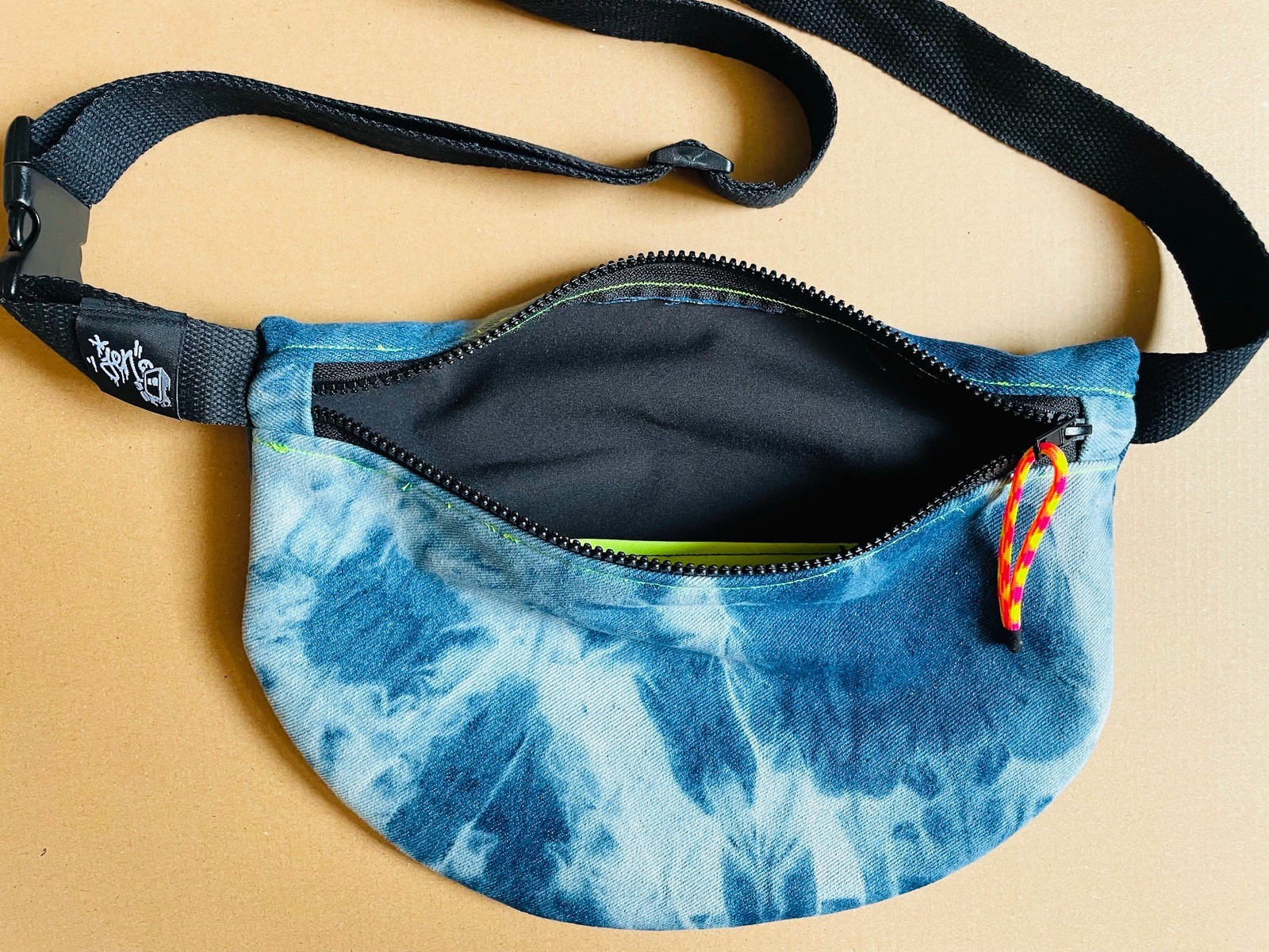Bolso vaquero bandolera XL Crossbody Bag Denim azul rosa Hip Bag Grunge 90s 80s
